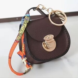 Elegant Mini Bag charm,  Keychain , Faux Leather , Golden-Tone Clasp